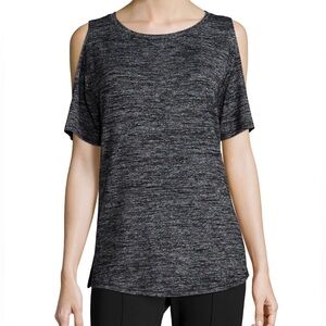 Rag & Bone Show Off Cold Shoulder cutout Tee, Black Heather grey